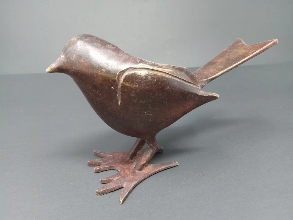 "Soporte de luz de té para pájaros de hierro fundido de metal color marrón cobre - 3,75"" de alto" Foto 1 de 4