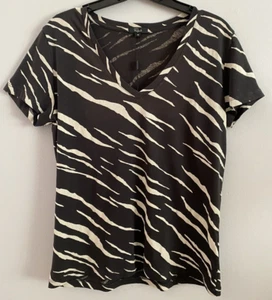 Camiseta Rails Cara Top Cuello en V Mangas Cortas Algodón Negro Abstracto Tigre XS Nueva con Etiquetas - Imagen 1 de 4