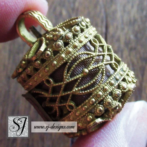 c1800 Georgian gold filigree metal tape measure antique needlework sewing tool Cover