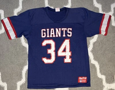 Camiseta deportiva vintage Rawling NFL New York Giants # 34 TALLA L HECHA EN EE. UU. Foto 1 de 4