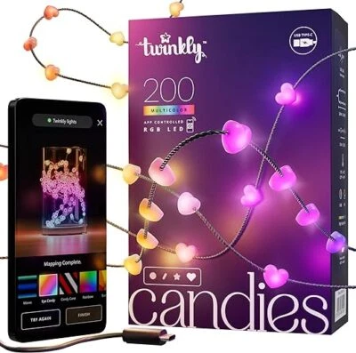 Twinkly Candies 200L 8MM Heart shape RGB green USB C - Ecomm-Open Box - Image 1 of 4