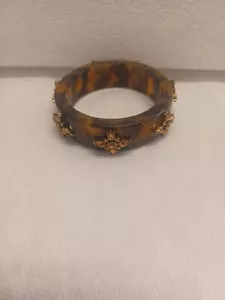 Banana Republic Chunky Tortoise Shell Color Bracelet Faux Topaz Rhinestones NWT - Picture 1 of 11