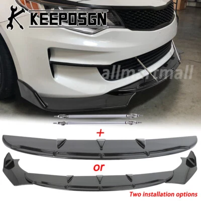 Kit de carrocería divisor labio inferior parachoques delantero varillas de puntal brillantes para Kia Optima LX EX Foto 1 de 4