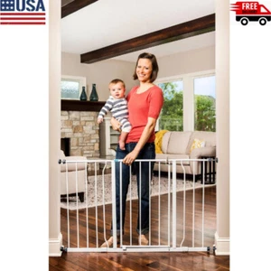 Baby Safety Gate 29”- 47” Extra Wide Walk Thru Pet Dog Fence Door Child Indoor - Picture 1 of 12