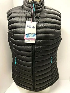 $180 Rab Microlight Down Vest NWT Size L Womens Black Ski Snowboard Pertex - Picture 1 of 10