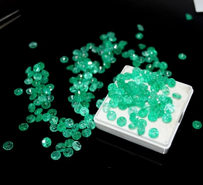 4 mm Natural Colombian Green Emerald Round Loose Certified Gemstones Lot 100 Pcs - Image 1 of 4