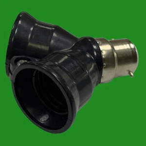 B22-2xE27 nero 2 in 1 lampadina splitter adattatore presa adattatore - Foto 1 di 5