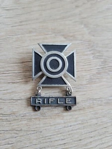 Vintage Sterling Silver? US ARMY Sharpshooter Badge Rifle Long Pin NS Meyer - Picture 1 of 3