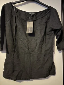 New Look Bardot Top Size 14 Eur 42 Black Jacquard Top New With Tags - Picture 1 of 6