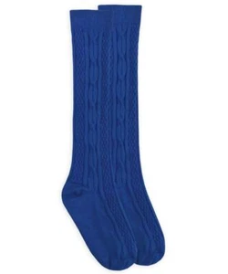 Girl's Cable Knit Fashion Knee High Socks 1 Pack Cobalt 12-24 Months - Picture 1 of 3