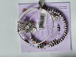 Alex and Ani 3-teiliges MOM Set Armband Perlen Dehndraht Silberfarben Neu mit Etikett - Bild 1 von 3