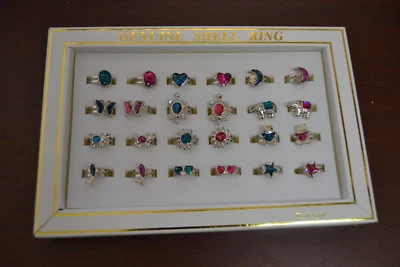 24 PCS ASSORT ABALONE SILVER PLATED FASHION ACCESSORY JEWELRY RING #R-81 - Image 1 of 3