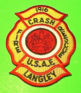 LANGLEY BASE DE LA FUERZA AÉREA CHOQUE / RESCATE ABALINE VIRGINA 4 1/2" DEPARTAMENTO DE BOMBEROS PARCHE - Imagen 1 de 1
