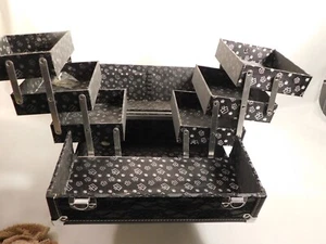 Cabodles with keys Black leather & Lace Make up train hard case - Picture 1 of 14