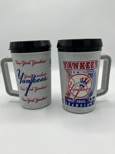 Lot Of 2 1999 New York Yankee World Series Insulated Thermos Mug Cup 22 oz USA - Picture 1 of 21