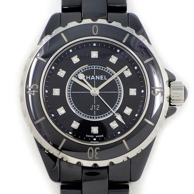 CHANEL Watch J12 H1625 12 Point Diamond Index Black Dial Black Ceramic SS QZ - Image 1 of 4