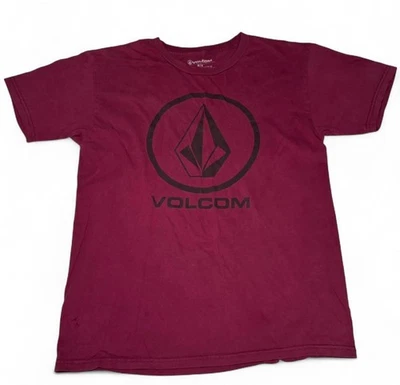 VOLCOM SIZE MEDIUM BURGUNDY SHORT SLEEVE SHIRT CLASSIC STONE LOGO - Image 1 of 4