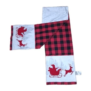 Santa Sleigh Reindeer Buffalo Check Table Runner Red Black 11.5" X 71.5" - Picture 1 of 6