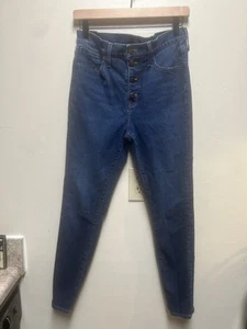J Crew Womens 10" High Rise Skinny Stretch Blue Jeans Women’s Size 29 Button Fly - Picture 1 of 6