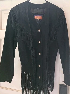 Cripple Creek Buckskin Fringe Jacket Suede Leather Western Cowgirl XL Black VTG - Image 1 of 4