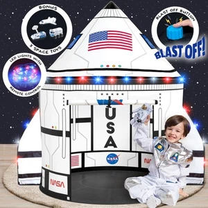 Space Shuttle Explorer Tent with Blast-Off Button, LED Lights & 3 Space Toys ... - Picture 1 of 8