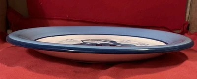 VTG. Libby Snowman Christmas Blue&White Snowflakes Ceramic DinnerOrServingPlate - Image 1 of 4