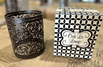 GIACCA lampada Ooh La bronzo DAMASCO metallo traforato per candela nuova con scatola - Immagine 1 di 2