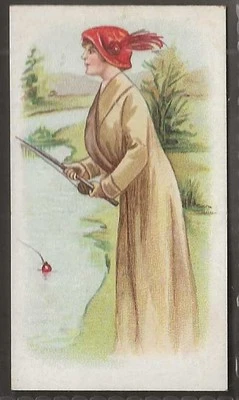 WILLS SCISSORS-SPORTING GIRLS 1913-#10- FISHING  - Image 1 of 2