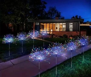 3 Stück Solar Gartenleuchten Feuerwerk Außen Stern Deko Lampe Weg 8 Lichtmodi - Bild 1 von 1