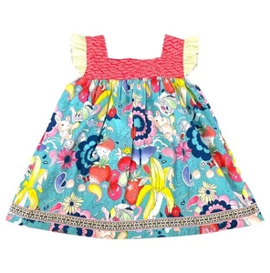 Nuevo con etiquetas Vestido Laura Kae Designs Niñas Talla 12 Boutique Flores Fruta Turquesa Rojo - Imagen 1 de 7