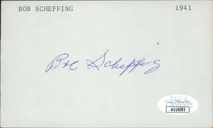 Bob Scheffing Chicago Cubs Signed 3x5 Index Card JSA Authenticated - Picture 1 of 2