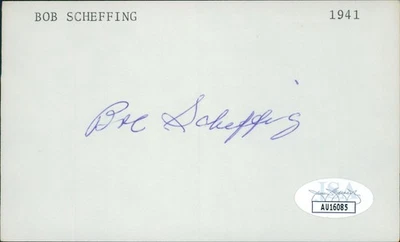 Bob Scheffing Chicago Cubs Signed 3x5 Index Card JSA Authenticated - Image 1 of 2