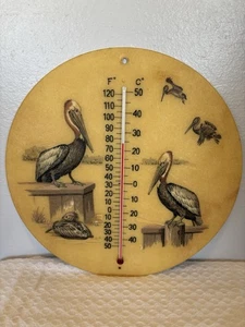 Termometro BACOVA GUILD RARO Vintage Pellicani Spiaggia Oceano 14" x 14" Appeso a Parete - Foto 1 di 12