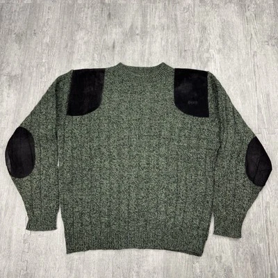 VTG ORVIS WOOL BLEND SUEDE SHOULDER ELBOW PATCH SHOOTING SWEATER HUNTING GREEN M - Image 1 of 4