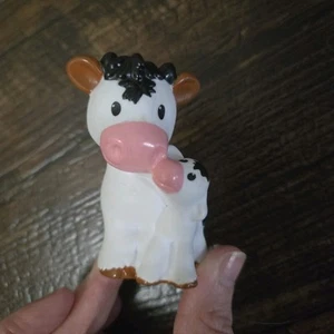 Fisher Price Little People Black & White Mom Baby Farm Animals Cow Calf Cows - Picture 1 of 6