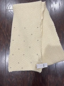 Maeve by Anthropologie Damen Luxus Creme Strass Waffel Strick Schal 80"L - Bild 1 von 8