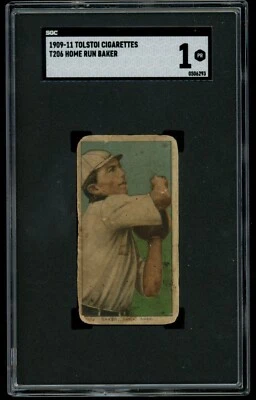 T206 TOLSTOI Home Run Baker ROOKIE HOF SGC 1 - Image 1 of 2