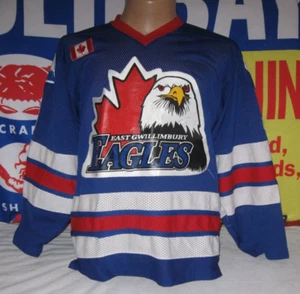 Camiseta deportiva de hockey vintage de East Gwillimbury Eagles para hombre MED menores EGMHA RARA CANADÁ - Imagen 1 de 9