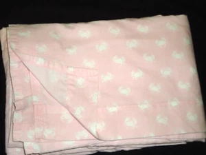 NAUTICA CRAB PINSTRIPE PINK (1) FULL FLAT  SHEET  COTTON BLEND TROPICAL 79X92 - Picture 1 of 5