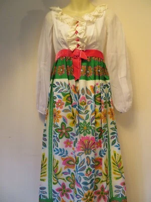 Vestido Hippy Imperio Novia Niña Flor Princesa Bohemia Años 70 De Colección Novia Baile de graduación Foto 1 de 4