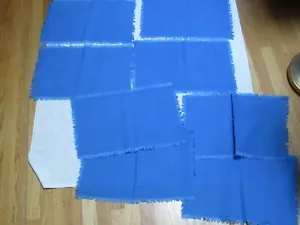 Vintage Set 8 Placemats Dk.Sky Blue Self Fringe Linen 17”x10” Unused - Picture 1 of 4