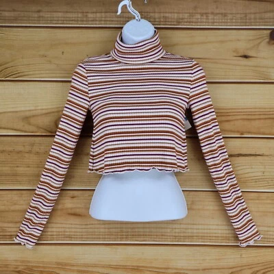 Camiseta corta Arizona manga larga tejida XS colorida a rayas elástica cuello alto Foto 1 de 4