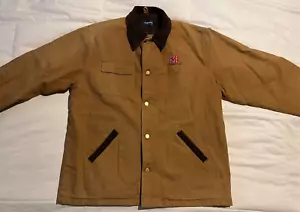 Vintage Chore Jacket Coat Holloway Canvas Workwear  Brown Mens XL Construction - Picture 1 of 18