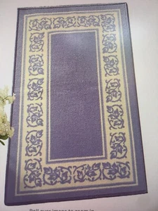 ￼ Collections ETC Floral Border, Skid Resistant Accent Rug￼. Lavender.  20” x 5￼ - Picture 1 of 3