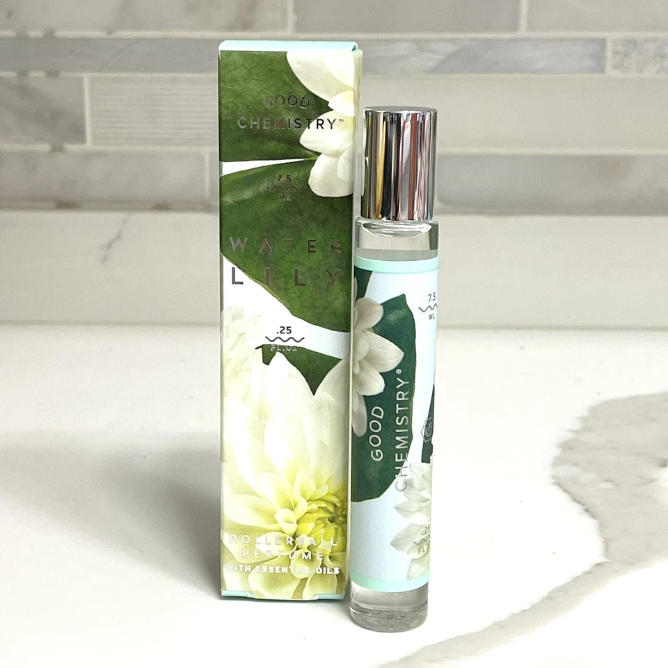 2x Good Chemistry Water Lily Rollerball Perfume With Essential Oils .25 FL Oz