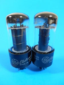 Vintage Pair GE 6V6GT Amp Tubes Chrome Top Black Plate Tested - Picture 1 of 5