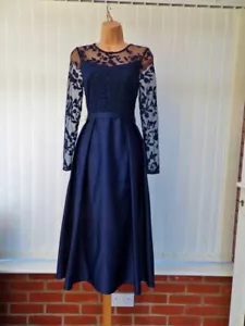 COAST ODETTA NAVY SHEER TULLE LACE SATIN 50'S MIDI / MAXI DRESS 10 ONCE £169 - Picture 1 of 14