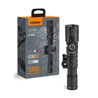 Akku LED Taschenlampe VIDEX 1000Lm Jagd Taschenlampe Picatinny Schiene 5Modi