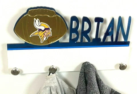 Personalized Coat Hanger Minnesota Vikings Bag Hat Rack Towel Hook Wall Organize Cover