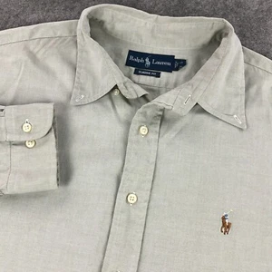Ralph Lauren Mens Button Down Shirt 17.5 Beige Heather Long Sleeve Classic Fit - Picture 1 of 12